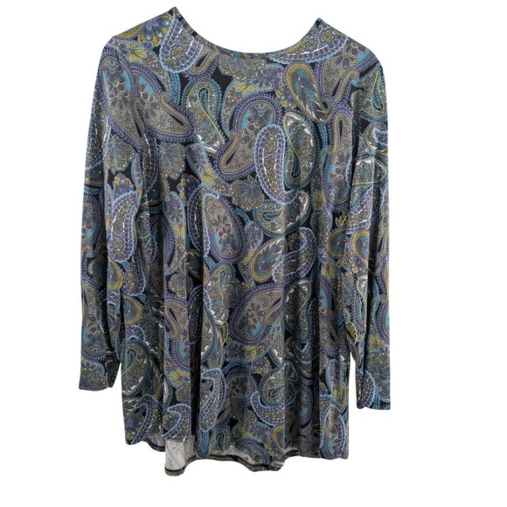 J. Jill Womens Paisley‎ Smocked Back Top sz L Multicolor Boho Comfort Versatile